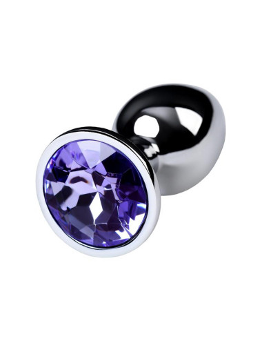 Silver anal plug with gem, blue