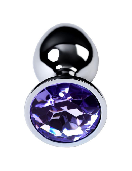 Silver anal plug with gem, blue