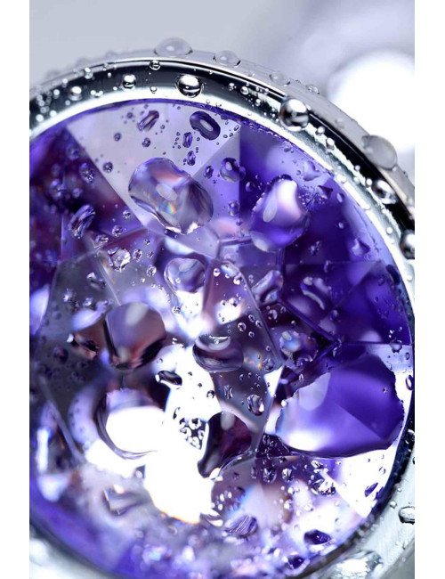 Silver anal plug with gem, blue