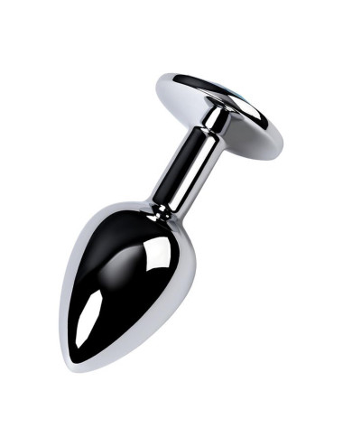 Silver anal plug TOYFA Metal,with a Topaz color gem