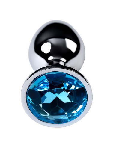 Silver anal plug TOYFA Metal,with a Topaz color gem