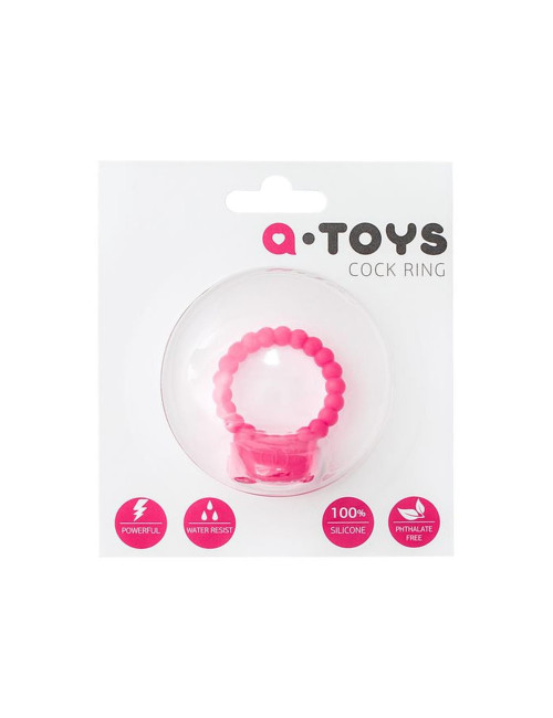 A-Toys - Silikonowy wibrujący pierścień penisa Pink