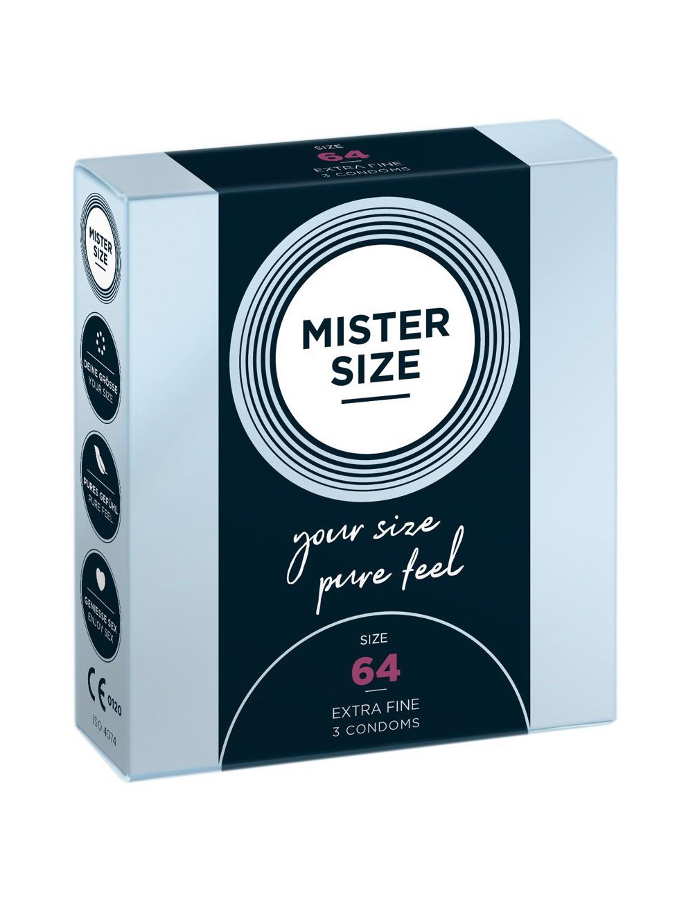 Mister Size 64 mm - prezerwatywy dopasowane, 3 sztuki