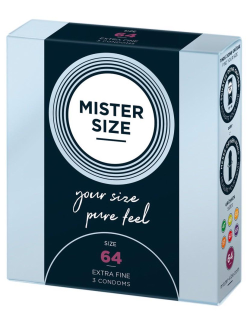 Mister Size 64 mm - prezerwatywy dopasowane, 3 sztuki