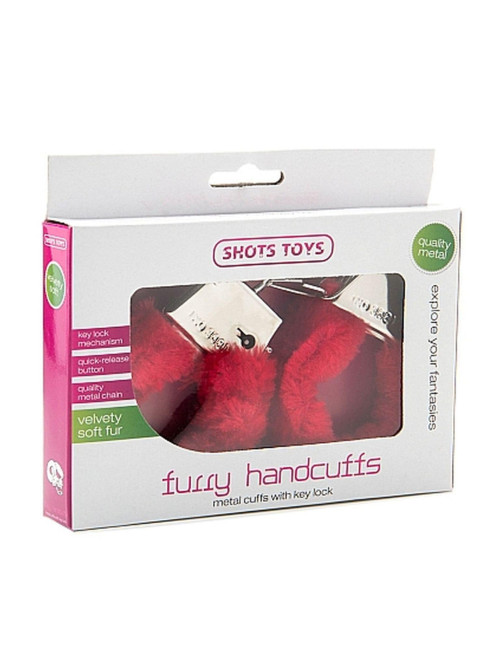 ShotsToys Furry Handcuffs - Czerwone kajdank