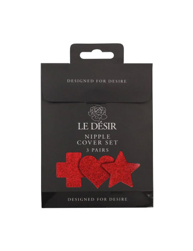Nipple Cover Set - Cross Star Heart - Red