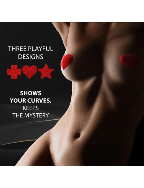 Le Désir Nipple Cover Set Czerwone (Krzyż, Gwiazda, Serce)