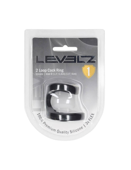 2 Loop Silicone Cockring - Black