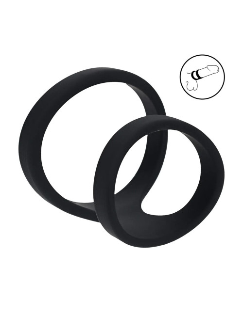 2 Loop Silicone Cockring - Black