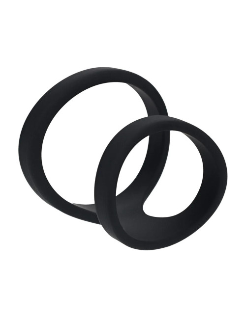 2 Loop Silicone Cockring - Black
