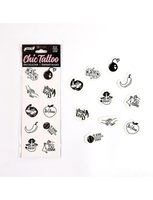 SET of 10 TEMPORARY TATTOOS - SPICY COLLECTION