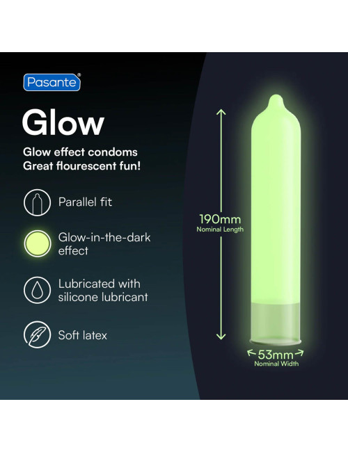 Świecące prezerwatywy Pasante Glow 3 sztuki