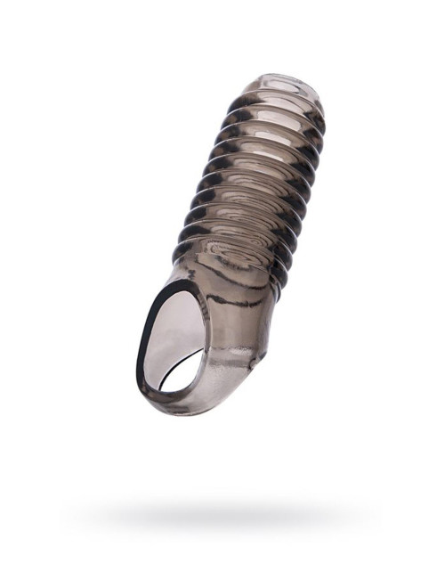 ToyFa XLover, Penis sleeve, for enlargement, TPE, transparent black, 11 cm