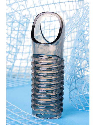ToyFa XLover, Penis sleeve, for enlargement, TPE, transparent black, 11 cm