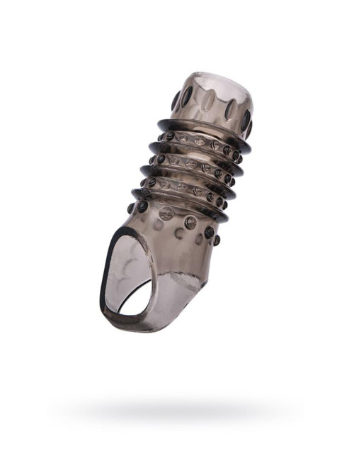 ToyFa XLover, Penis sleeve, for enlargement, TPE, transparent black, 10,5 cm