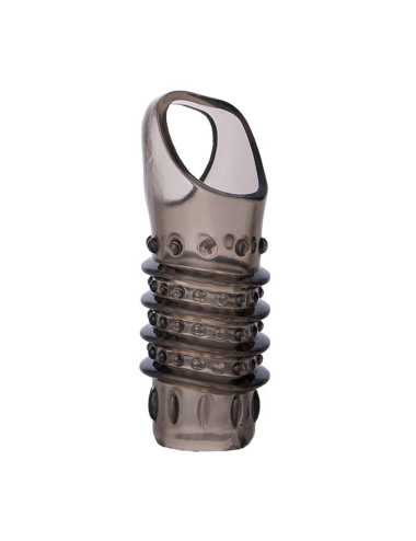 ToyFa XLover, Penis sleeve, for enlargement, TPE, transparent black, 10,5 cm