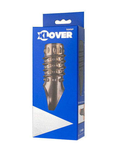 ToyFa XLover, Penis sleeve, for enlargement, TPE, transparent black, 10,5 cm