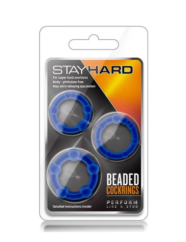 STAY HARD BEADED COCKRINGS BLUE