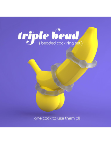 TRIPLE BEAD COCKRING SET CLEAR CRUSHIOUS