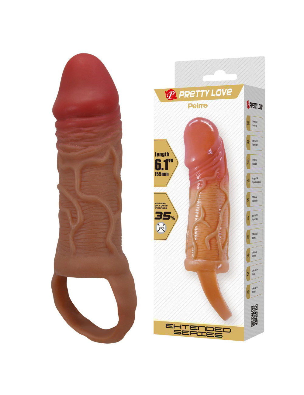 PRETTY LOVE Breyden PENIS SLEEVE – Nakładka na penisa z kuleczkami, przedłużka, zwiększa długość i obwód