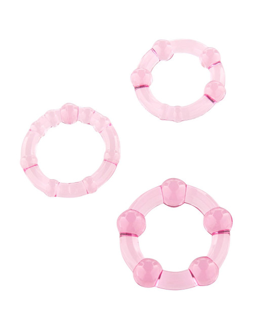 Stay Hard Trio Rings Pink - Pierścienie erekcyjne silikonowe bez wibracji