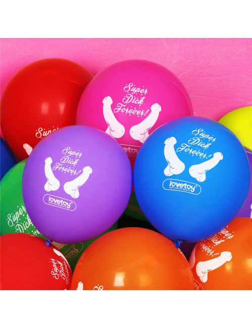 Lovetoy Super Dick Forever - Zestaw balonów na wieczór kawalerski (7 szt.)