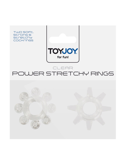 ToyJoy Power Stretchy Rings - Przezroczyste pierścienie z wypustkami 2 szt.