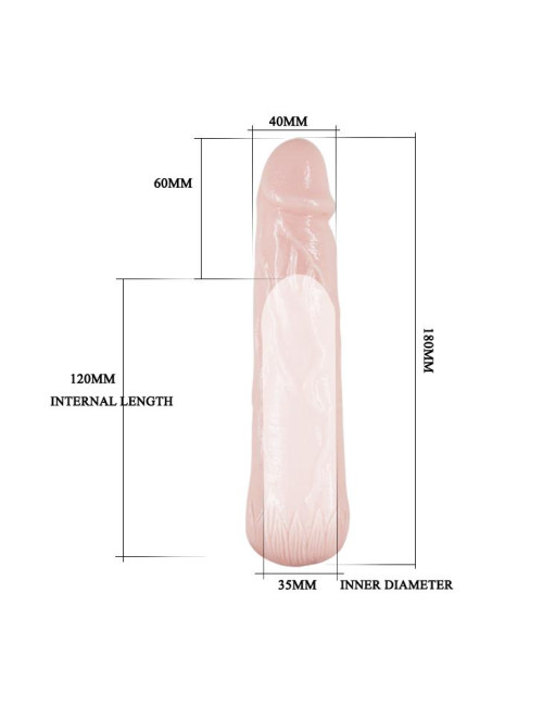 BAILE Big Man - Realistyczna Nakładka/Przedłużka do Zabawek Naturals, Dildo z Żylkami
