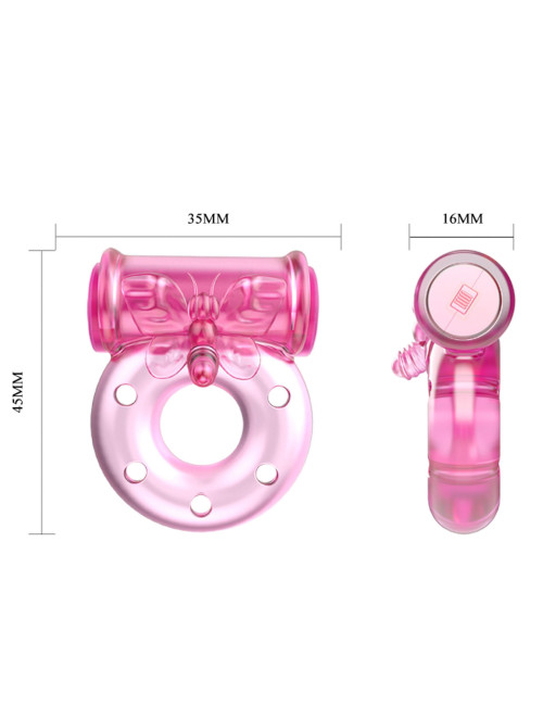 Baile Wibracyjny Pierścień na Penisa Motylek Pink