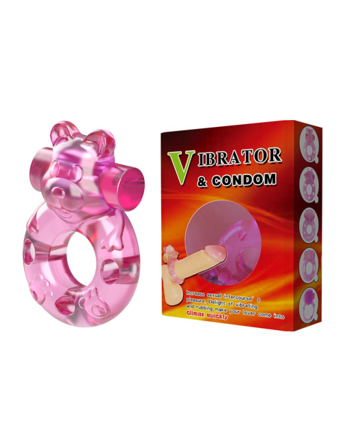 Pierścień erekcyjny z wibracją Pink – Vibrating Bear Ring