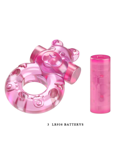 Pierścień erekcyjny z wibracją Pink – Vibrating Bear Ring
