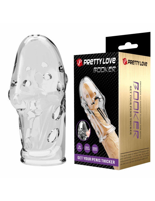 Pretty Love Penis Sleeve Booker Clear - Nakładka na penisa, Zabawki męskie