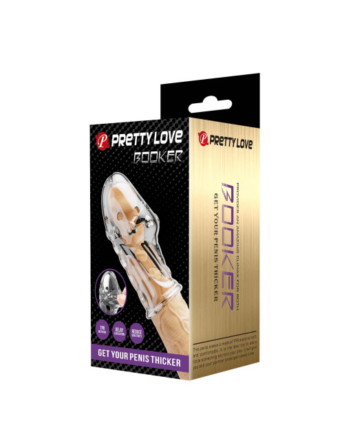 Pretty Love Penis Sleeve Booker Clear - Nakładka na penisa, Zabawki męskie