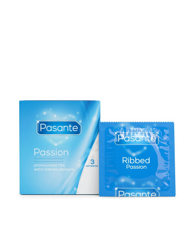Pasante Ribbed/Passion Condoms  3 pcs
