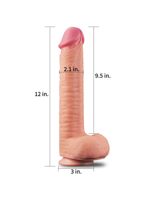 Lovetoy 12 cali Dwuwarstwowy Sztuczny Penis Platinum Silicone