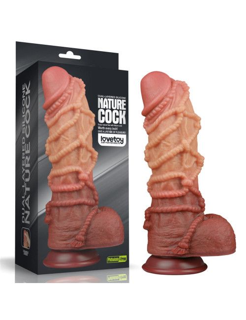 Lovetoy Platinum Silicone Dildo Dwuwarstwowe z Liną 10.5"