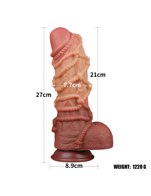 Lovetoy Platinum Silicone Dildo Dwuwarstwowe z Liną 10.5"