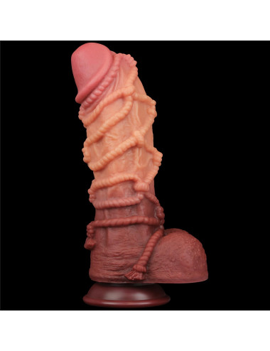 10.5'' Dual layered Platinum Silicone Cock with Rope