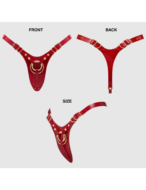Leatherette Harness Fabulous – Strap-On Mocowanie, Red Glossy, One Size – Zabawki Eroticzne