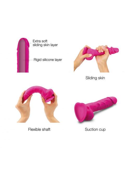 SLIDING SKIN REALISTIC DILDO FUSHIA S