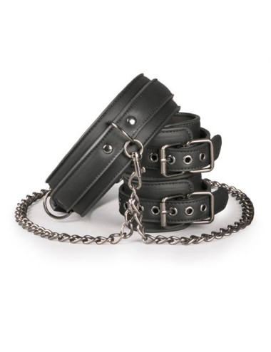 Kajdanki Leather Collar z Mankietami – Zabawki BDSM, Kołnierz i Mankiety