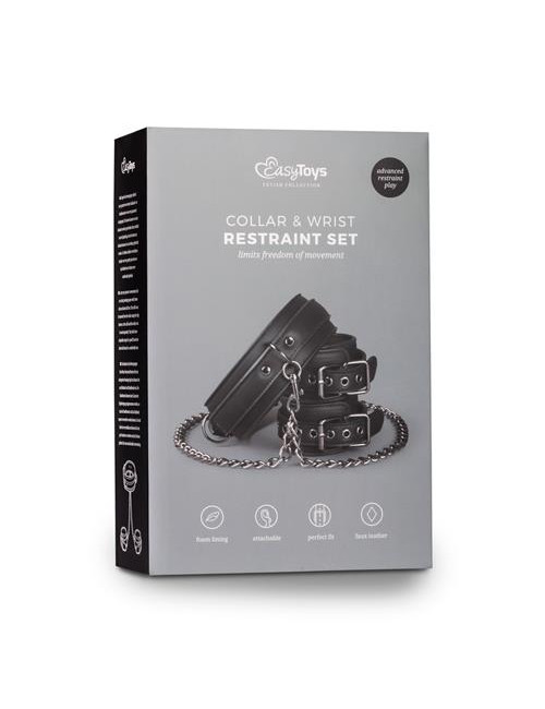 Kajdanki Leather Collar z Mankietami – Zabawki BDSM, Kołnierz i Mankiety