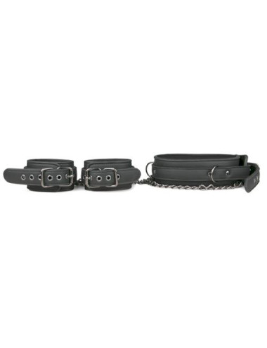Kajdanki-Leather Collar With Handcuffs