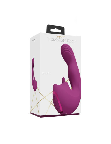 VIVE - Yumi - Rechargeable Triple Motor - G-Spot Finger Motion Vibrator and Flickering Tongue Stimulator