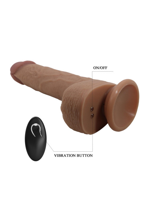 PRETTY LOVE - Tommy 8,9'' Light Brown, 3 vibration functions 3 thrusting settings Suction base Wireless remote control