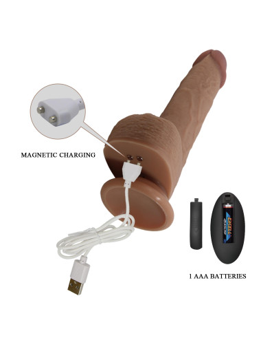 PRETTY LOVE - Tommy 8,9'' Light Brown, 3 vibration functions 3 thrusting settings Suction base Wireless remote control