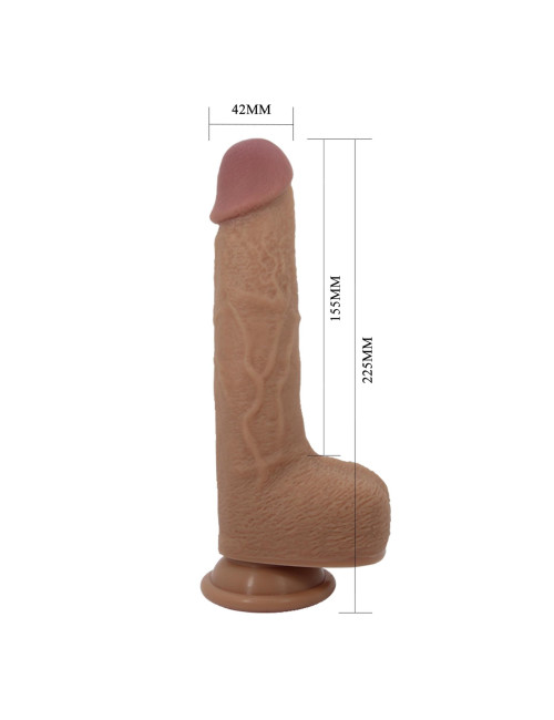 PRETTY LOVE - Tommy 8,9'' Light Brown, 3 vibration functions 3 thrusting settings Suction base Wireless remote control