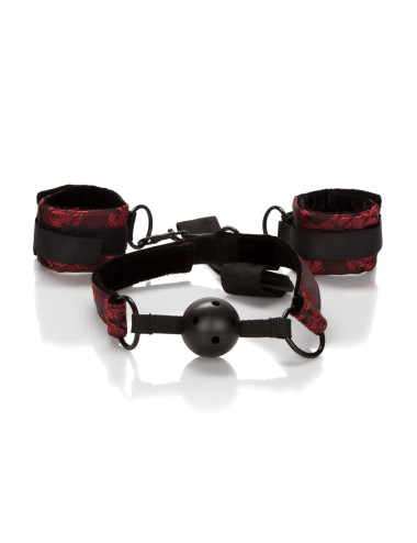 Breathable Ball Gag With Cuffs Black