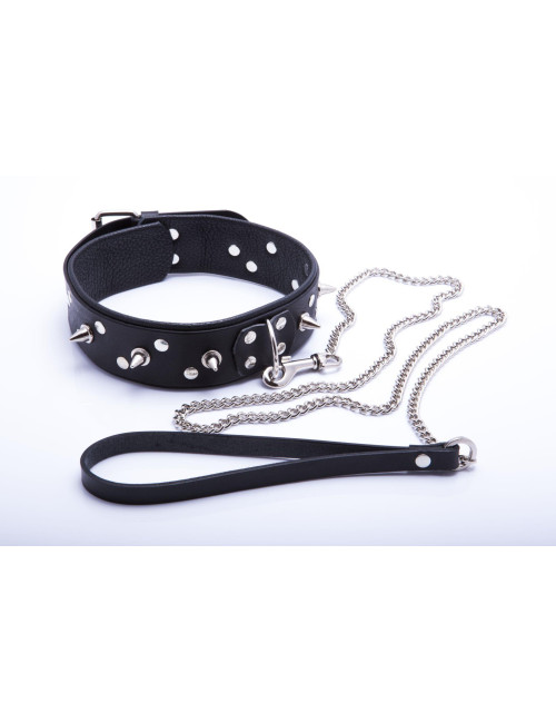 Whips Collection Męska Obroża z Ćwiekami i Smyczą