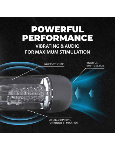 SonicPull - Suction and Vibration Masturbator Pump - Multimedia Enhanced - Gun Metal